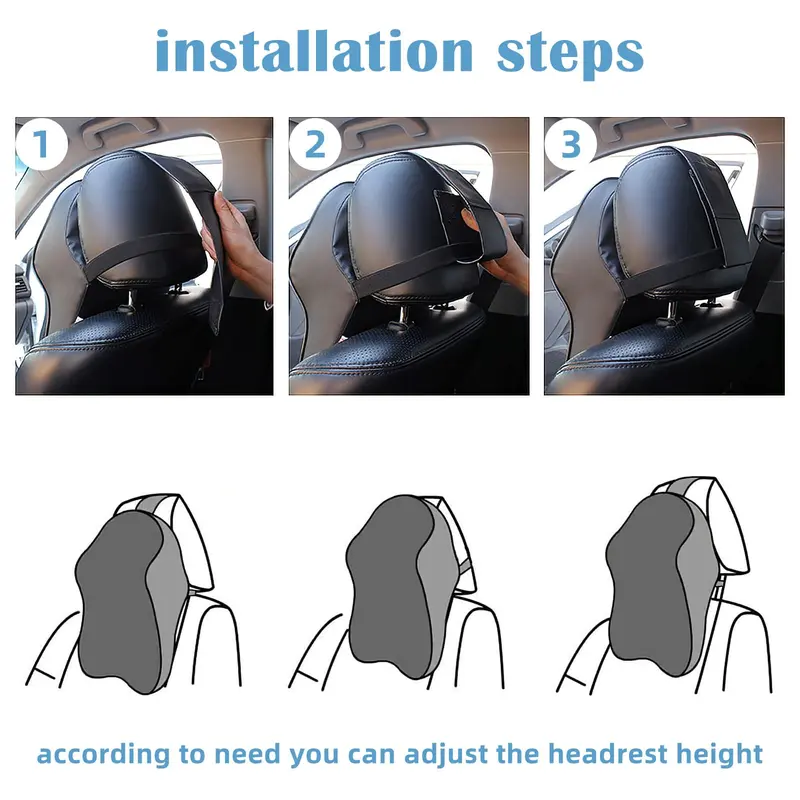 ZATOTOO Car Neck Support - Headrest for Car Seat in Memory Foam, Breathable, Removable and Washable Cover, Black 5