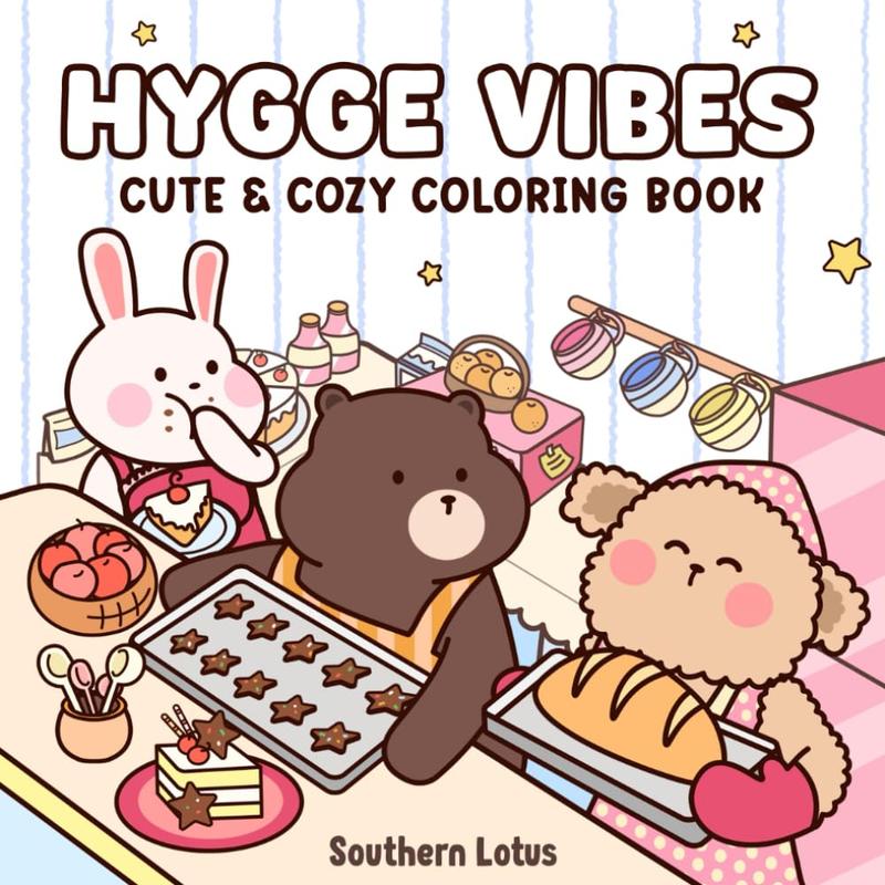 Hygge Vibes: Coloring Book for Adults and Kids with Cute and Easy Designs of Adorable Animals and Cozy Scenes, Bold and Simple Drawings for Relaxation and Stress Free 0