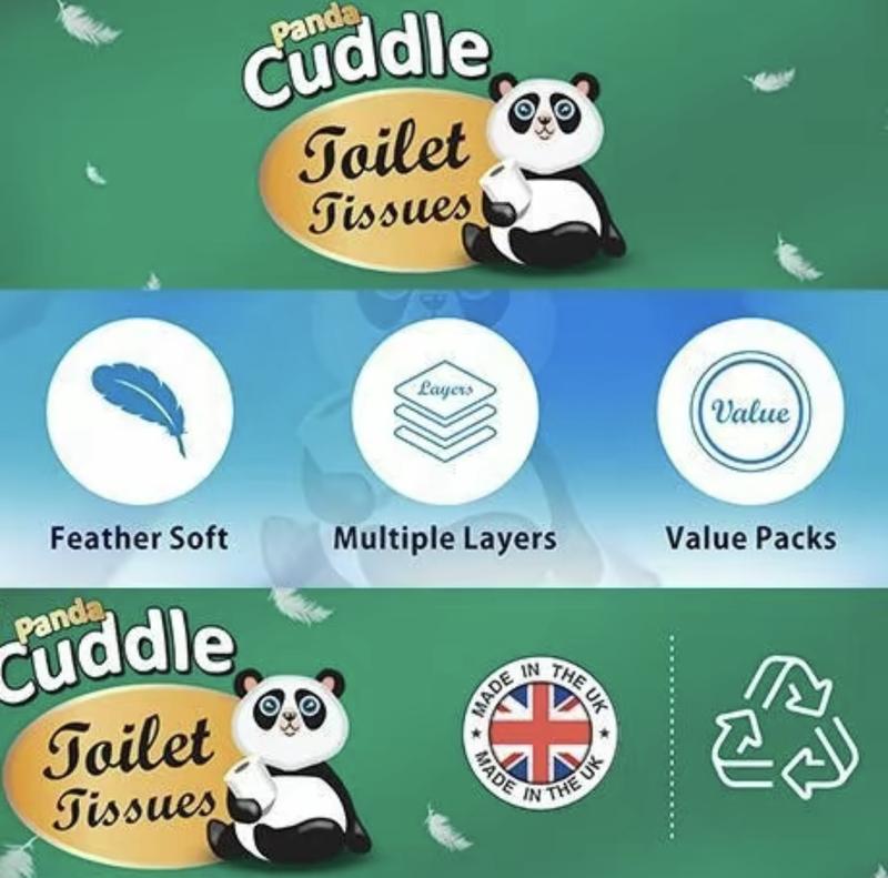 Panda Cuddle SOFTEESE 90 Soft Quilted Toilet Rolls - Enriched with Lemon Zest & Aloe Vera Fragrance -3 Ply Toilet Tissues 5*9 Pack Lemon & 5*9 Pack Aloe Vera Personal Wipes 6