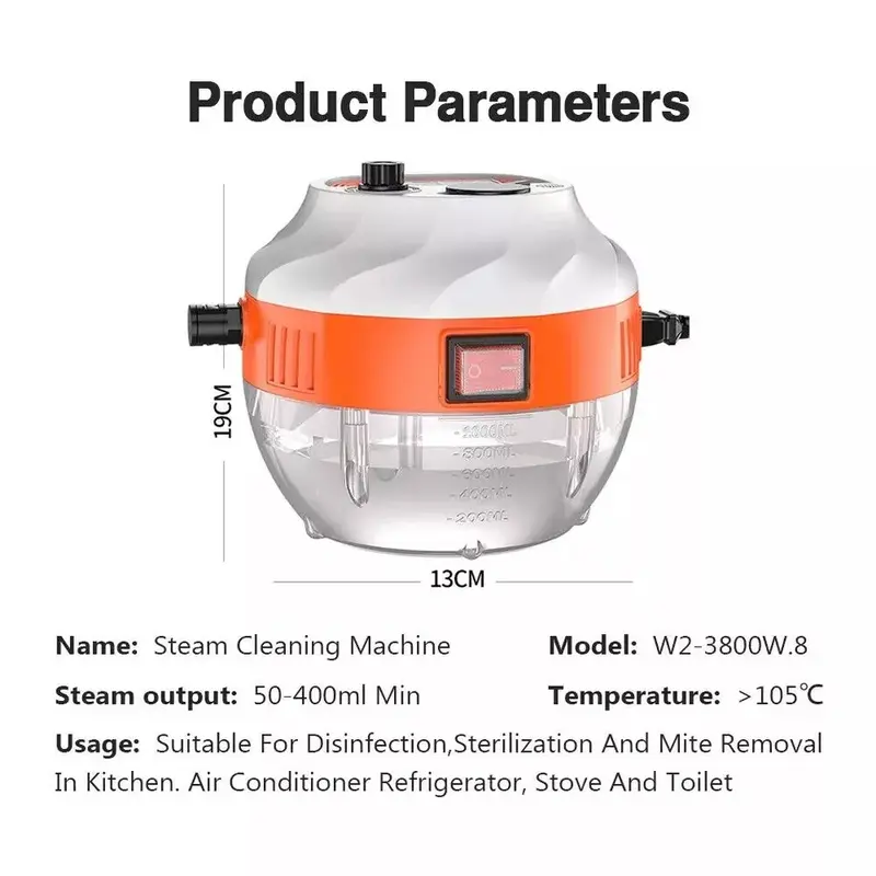 3800W Portable Handheld Steam Cleaner High Temperature Steam Cleaning Machine UK 4