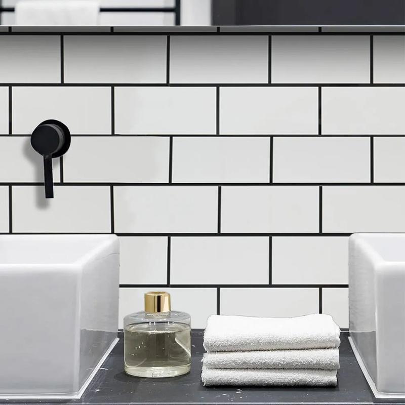 Self-Adhesive Brick Tiles Wall Stickers | Stick-On Kitchen & Bathroom Decor Decorative Waterproof Ornaments Tiles Sticker Marble 1