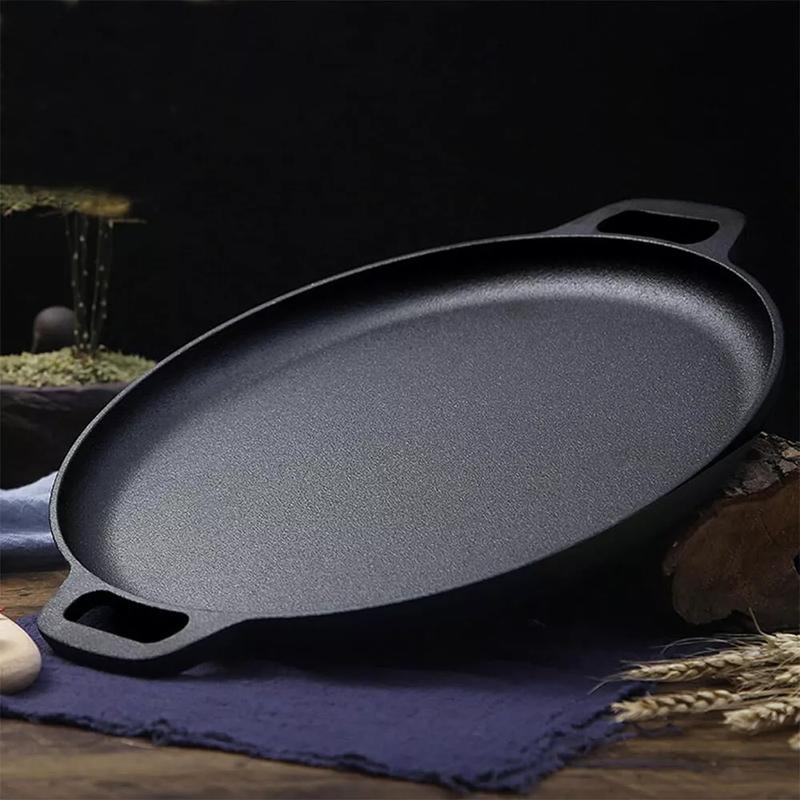 Non-Stick Cast Iron Round Grill Pan for Cooking Pizza and Griddles - 30cm and 35cm - Cookware 2