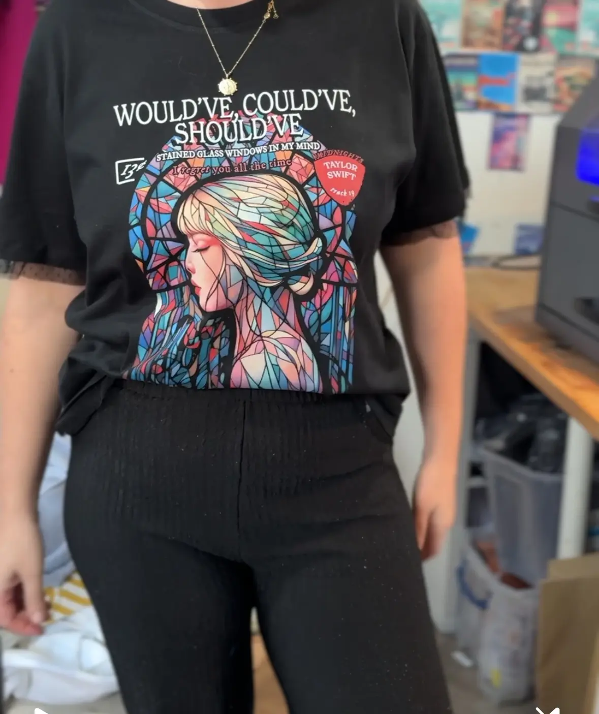 Would've could've should've lyric cotton Lace trim t-shirt | TS vintage magazine design
