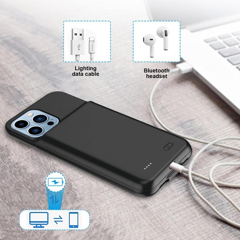 YISHDA Battery Case for iPhone 13 Pro, 7000mah Protective Rechargeable Battery Charger Case, Portable Charging Case for iPhone 13 Pro Extended Battery Charger Case,(6.1 inch, Black) 3