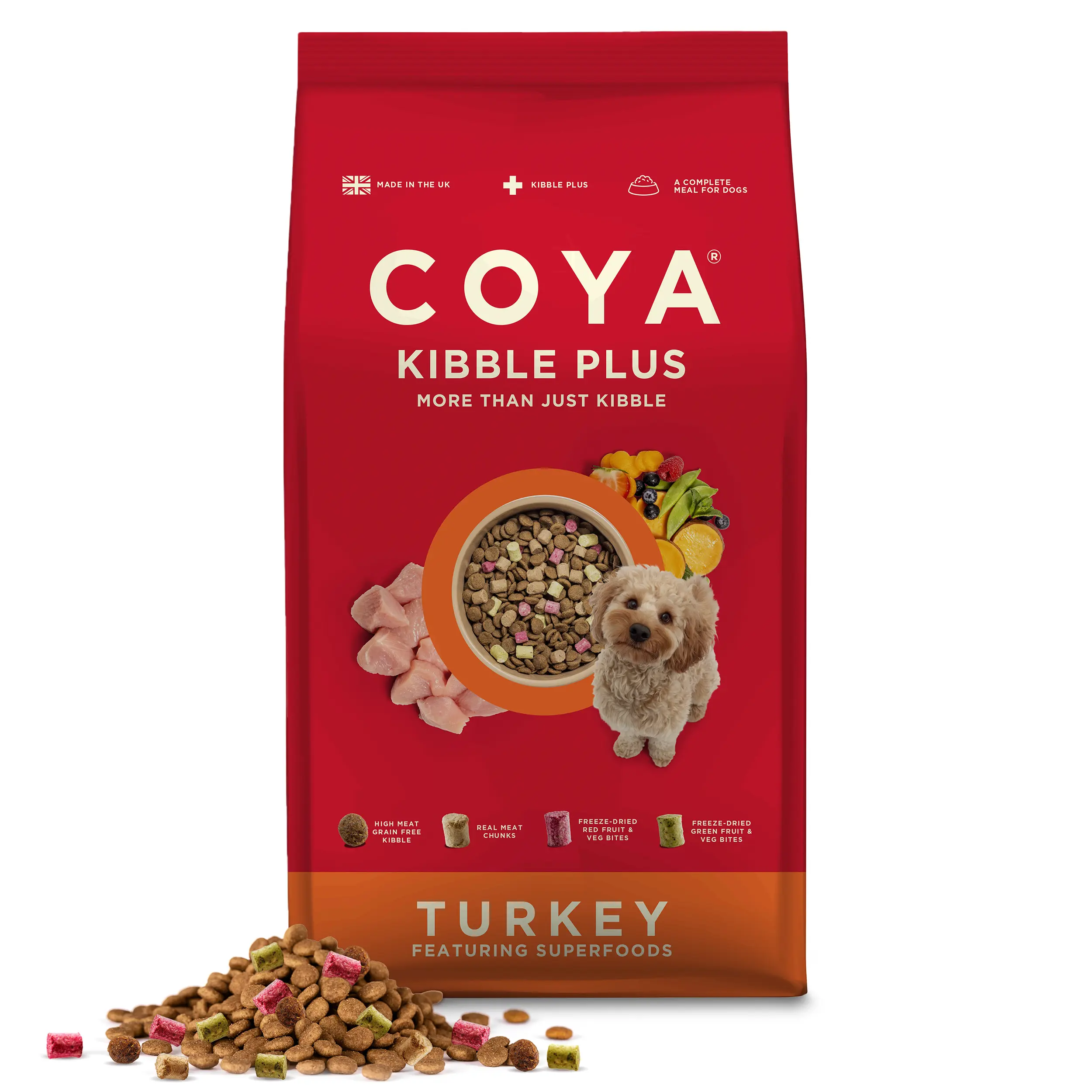 COYA Kibble Plus Turkey Complete Dry Dog Food With Boosting Kibble (Turkey, 1.5kg) Unique Blend Of Dog Kibble & Freeze-Dried Raw Turkey, High Protein Dry Dog Food, More Than Just Kibble