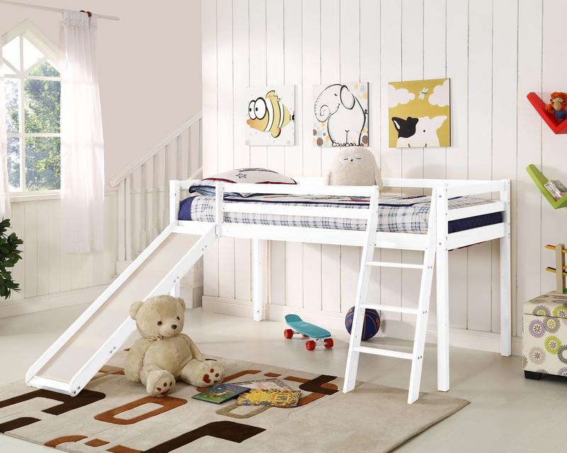Newark Wooden Mid-sleeper Bunk Bed with Slide, White 1