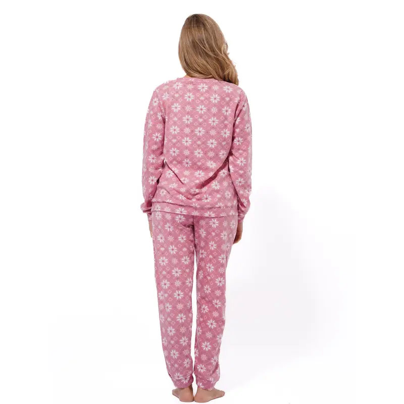 Christmas Flower Print Women Long Sleeve Pyjama Set with kangaroo pocket 3