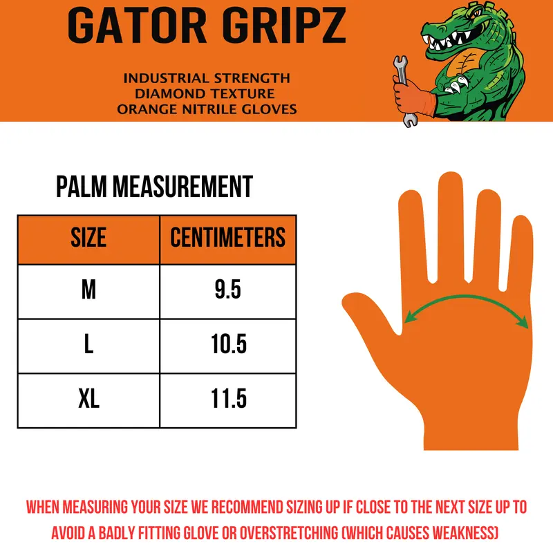 2 Boxes of Gator Gripz by Tough Glove - 2 Boxes of 50 Gloves (100 Gloves) - Super Strong 10 Mil Thick - Orange Diamond Grip -Disposable Nitrile Gloves - Latex & Powder Free,  Grip Mechanics Gloves, Industrial Automotive Gloves, Chemical Resistant Cleaning 1