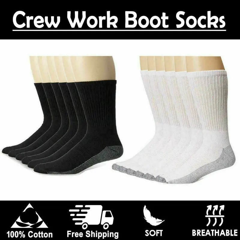 5-20 Comfort & Support: Premium Cotton Work/Sports Socks  Reinforced Heel 6-11 0
