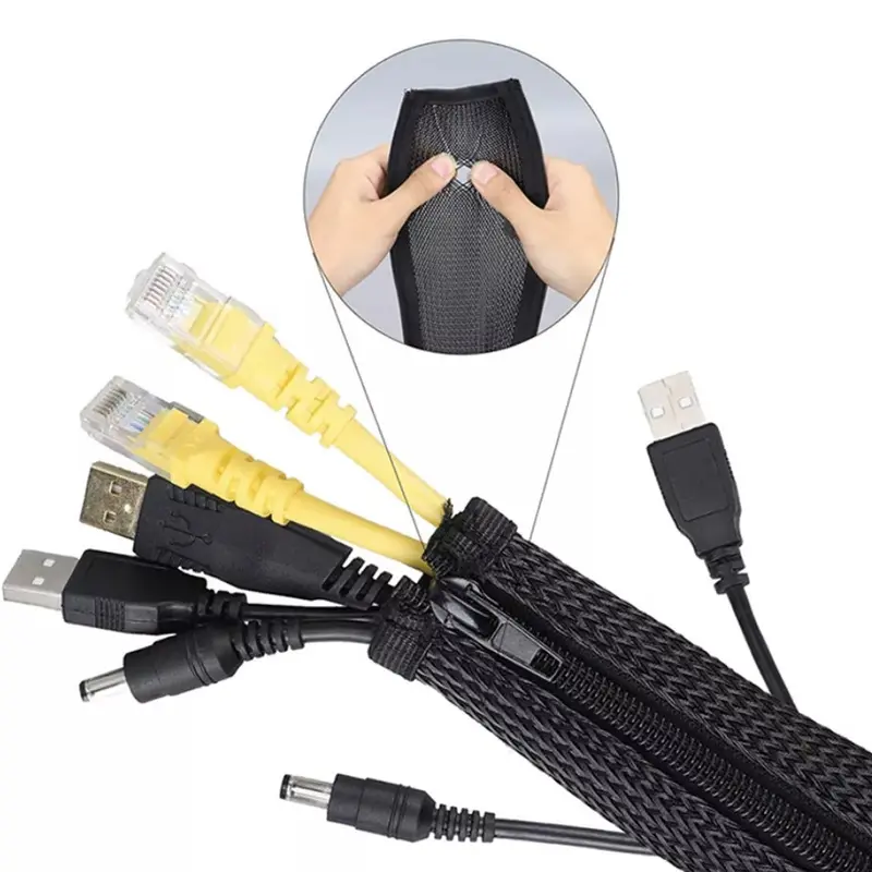 Cable PC TV Wire Organising Wrap Weave Office Home Cable Binding Leads 4