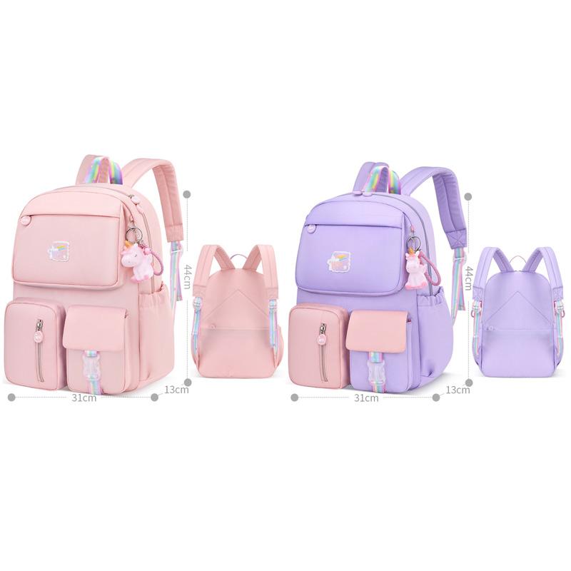 Water Resistant Children School Bags for Girls Primary School Backpack Schoolbag for Kids - Purple+Pink 2