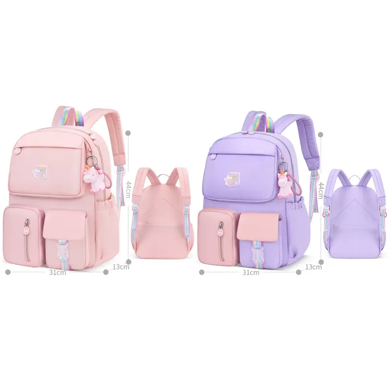 Water Resistant Children School Bags for Girls Primary School Backpack Schoolbag for Kids - Purple+Pink 2