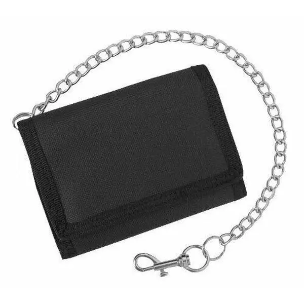 Tri Fold Wallet. Optional Security Chain, Tough Woven Polyester Wallets