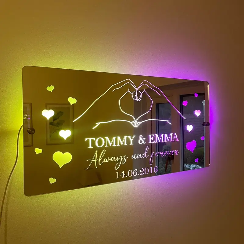 Personalised LED Valentines Mirror | Gift for Her | Gift for Him 4