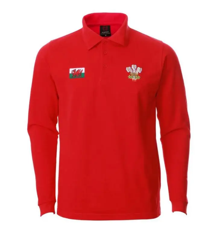 New Men's 2024 Long Sleeve Red Polo Shirt