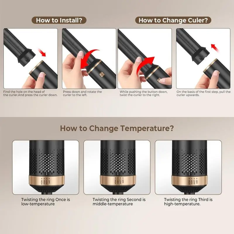 5 in 1 Multifunctional Hair Stylers, 1 Set Professional Hair Straight Curling Blow Dryer with Replacement Heads, Hair Styling Tool for Home & Salon Use, Hair Products 2