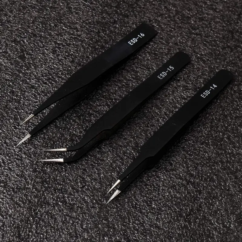 Precision ESD Anti-Static Tweezers, 7 pcs Stainless Steel Tweezers Set for Electronics, Jewelry-Making, Laboratory Work, Repairing, Hobbies 5