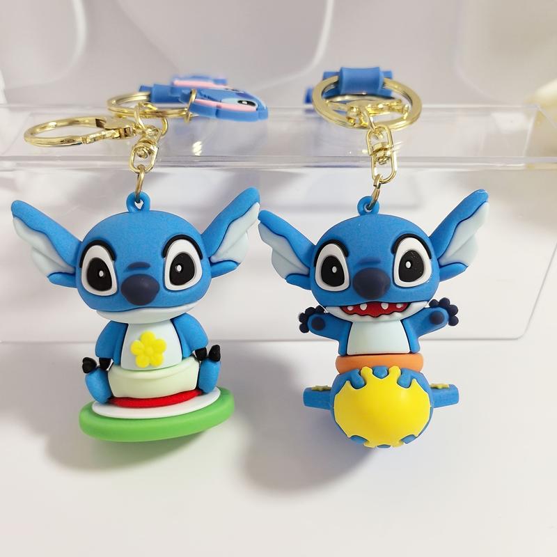 Stitch PVC Keychain Set - Non-Braided, Durable Cartoon Character Key Rings, Cute Backpack Charms, Ideal for Christmas & Halloween Gift Ideas - Pack of Multiple Designs 3