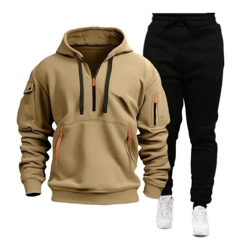 【2024】2024 Cross-border Spring and Autumn Sports Bathroom Suit Men's Zipper Hoodie Sportswear Printed Fashion Suit Sweater Sweatpants