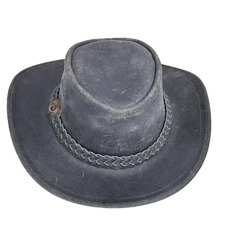 Premium Leather Cowboy Hat Men Women Light Weight Handcrafted Wide Brim Australian Outback Western Aussie Style Cowgirl Hats (as1, alpha, s, m, Crazy Black) 1