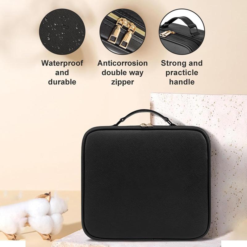 GleamVue Travel Makeup Bag with LED Mirror - Christmas Gift for Women - Suitable for Travel - Detachable Vanity Mirror with Lights - Tri-light Dimmable, Makeup Case with Adjustable Dividers and Brush Holder - Cosmetic Organizer Storage Box 1
