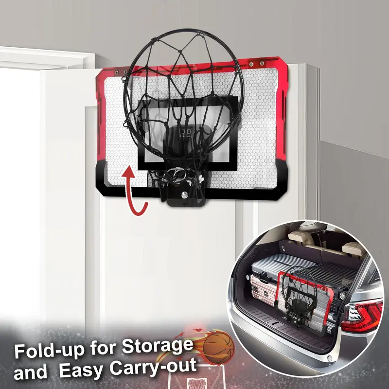 YIMORE Basketball Hoop for Kids Automatic Scoring Indoor Basketball Hoop, Mini Basketball Hoop Wall Mounted with 3 Balls Toy for Girls Boys Age 5 6 7 8 9 10 (red) 2