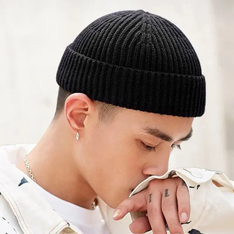 1x Men Women Mini Fisherman Beanie Winter Spring Hat Soft Knitted cap Fashion 3