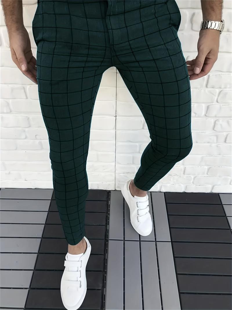 Product Introduction of Elegant Plaid Slacks, Men's Casual Vintage Style Dress Pants For Business Banquet 6