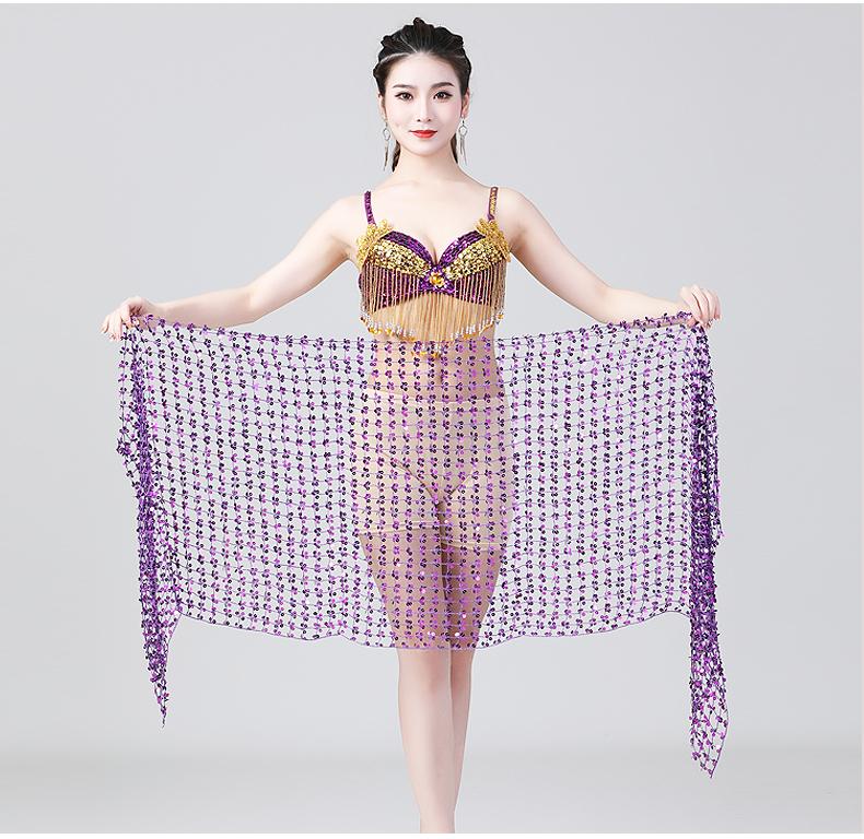 Product Introduction of Hollow belly dance hip scarf Wemen scarf dance sequins Arabic Latin hip scarf sexy belly dance belt wrap skirt 12 colors 17