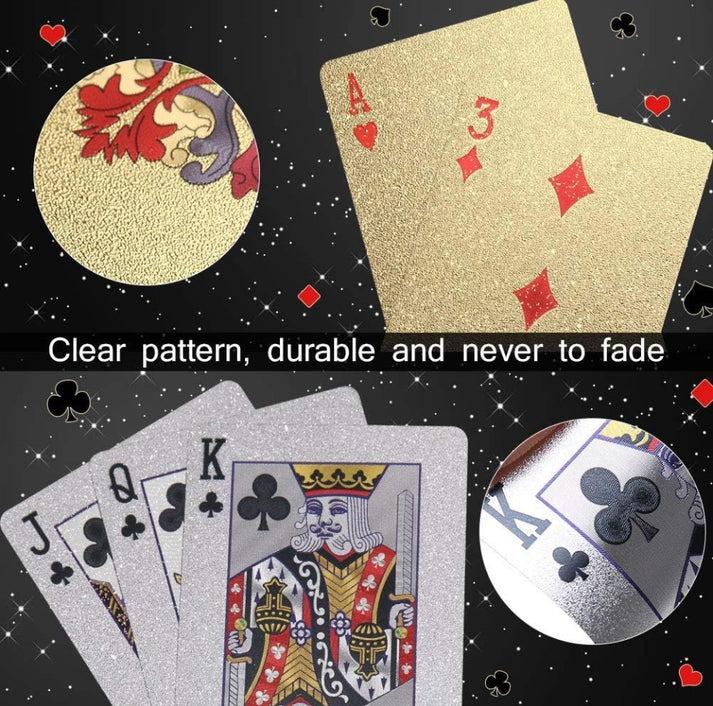 Aafan Playing Cards Waterproof Poker Cards Plastic Gold Silver Foil Highly Flexible 8