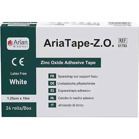 AriaTape Zinc Oxide Adhesive Tape 4 Rolls - 1.25cm X 10m High Strength Athletic Tape, Blister Prevention Tape | Sports Strapping Tape & Shoulder Tape for Rugby, Gym, Weightlifting White 3