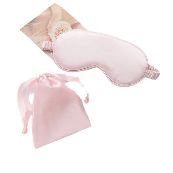 3-Piece Set Imitation Silk Sleep Eye Mask, Hair Scrunchie, and Storage Pouch – Soft Rayon Cooling Eye Mask for Home and Travel Rest, Solid Color Facial Sleeping Aid Gift Skin Care 3
