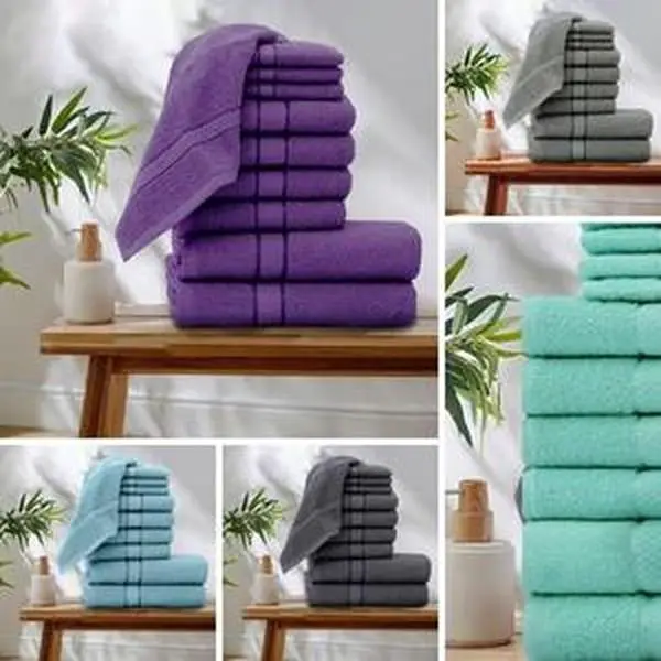 Luxury 10 Piece Bath Towels Set Cotton 2 Bath Towels 66X120, 4 Hand Towels 50X80, 4 Washcloths Face Cloths 30X30-Soft Beach Towels Highly Absorbent Machine Washable Hotel Spa Quality