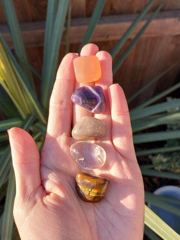 Driving Test Crystal Kit, Confidence, Good Luck, Intention, Worry, Sleep, Clarity, Tiger Eye, Clear Quartz, Smoky Quartz, Amethyst, Calcite 7