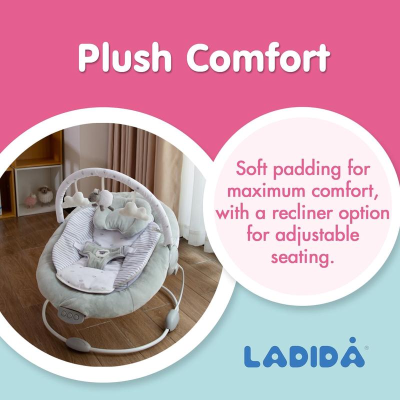 (77) LADIDA Soft Padded Grey Lamb Newborn Bouncer with Soothing Music and Vibration, Suitable for Newborns baby  bouncer baby  rocker baby  essentials babysleep  aid baby  cot 2