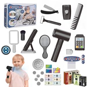 deAO 37-Piece Kids barber set, Salon tools Hairdresser Role Play Set – Complete Stylist Kit with Hair Tools, Accessories, and Storage Case, Perfect for Pretend Play and Educational Fun for Boys and Girls Ages 3-8, Ideal Birthday or Christmas Gift