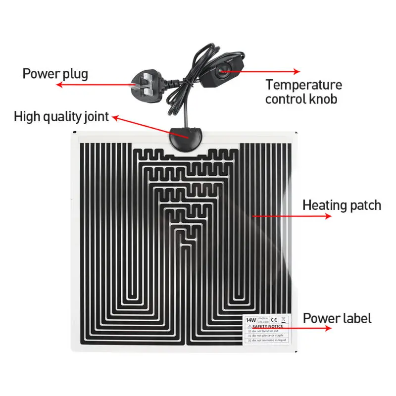 Product Introduction of Reptile Vivarium Heat Mat Heating Warm Heater Pad With Thermostat Controller UK 2