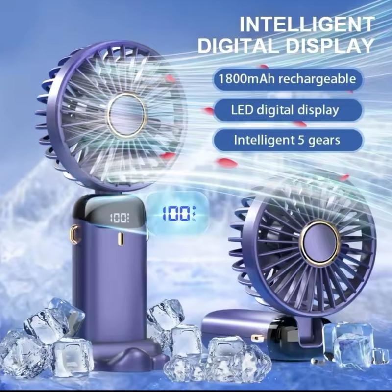 Portable Fan, USB Charging Handheld Fan, Personal Mini Fan with Adjustable 5 Wind Speeds, Cooling Fan with LED Power Display for Office 4