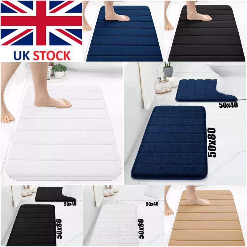 Non Slip Bath Mat Velvet Memory Foam Extra Large Bathroom Rug Water Absorbent Toilet Pedestal Mats Light 4