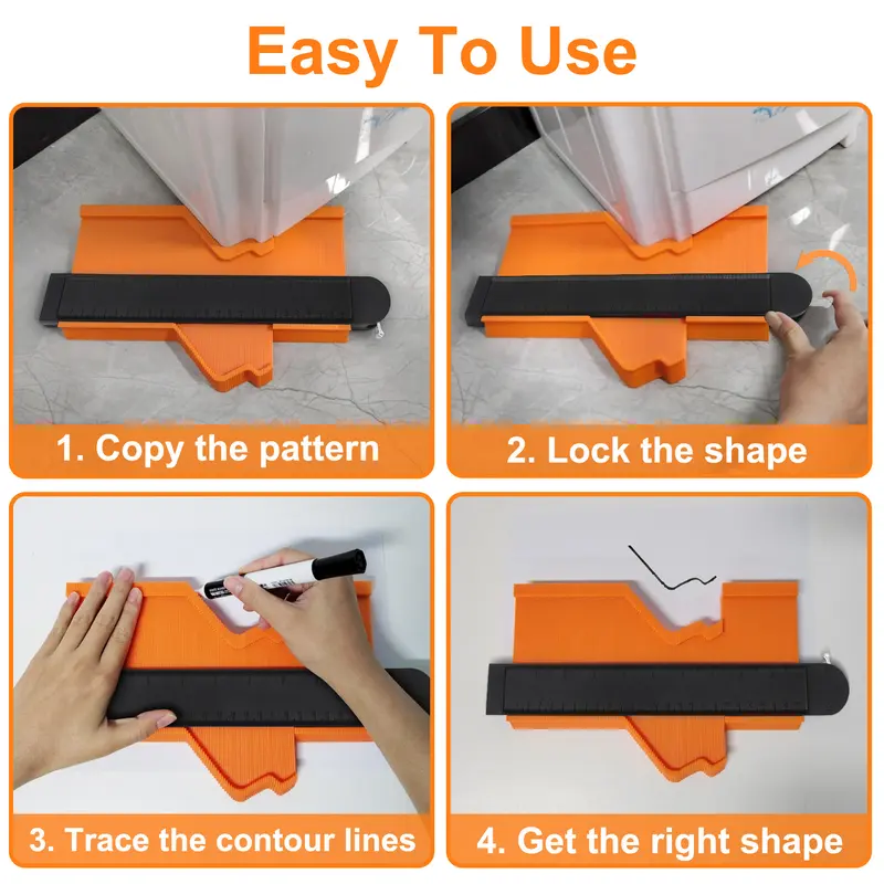 Contour Gauge Profile Tool with Lock 10 Inch/25cm, Profile Gauge Tool Contour Gauge Duplicator Marking Gauge Woodworking Tools Laminate Flooring Tools Thoughtful Gifts for Men 2