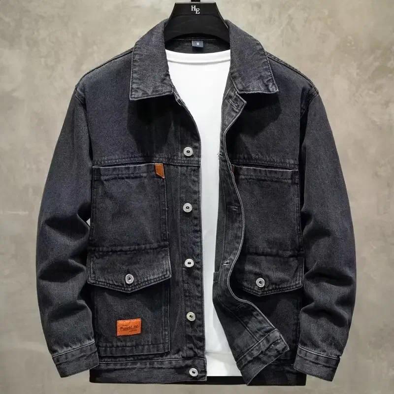 Product Introduction of Men's Loose-fit Trendy Denim Jacket Autumn 2024 New Style Workwear Jacket Regular Length 13