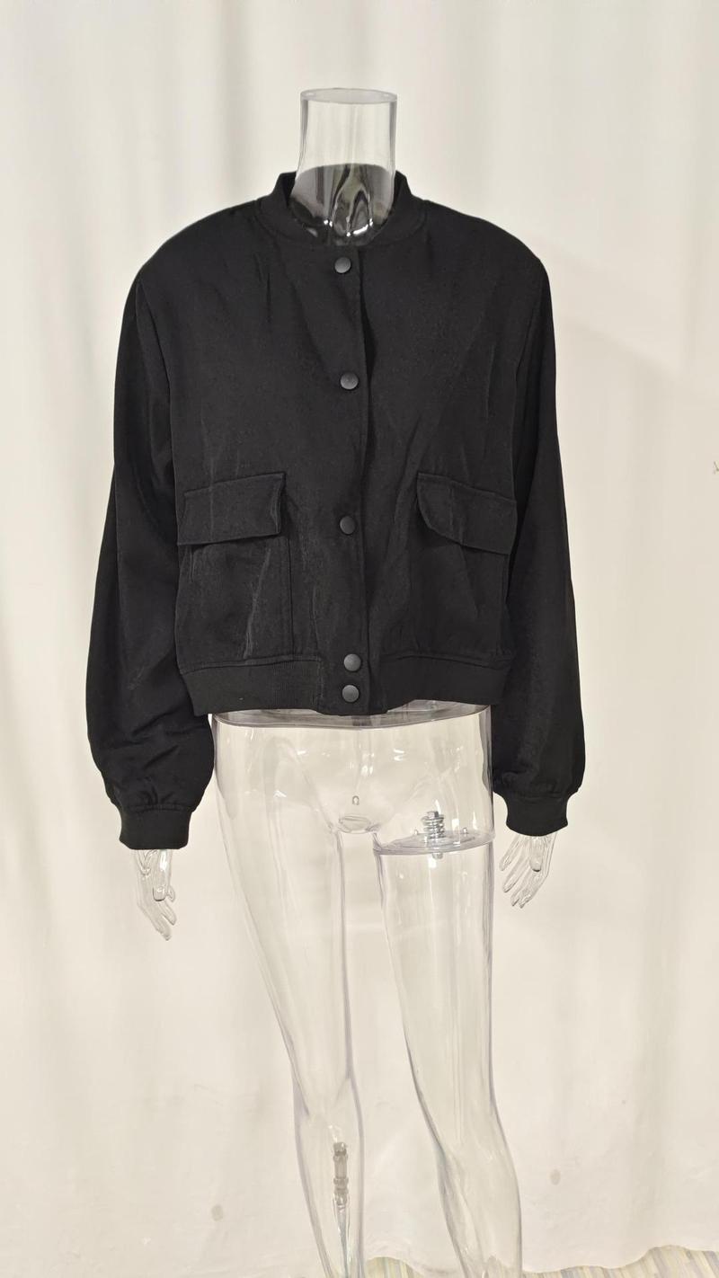 Product Introduction of Fashion Women's Bomber Jacket Long Sleeve Zipper Up Vintage Coat Tops 2025 Spring Elegant Loose Ladies Jackets Coat 11