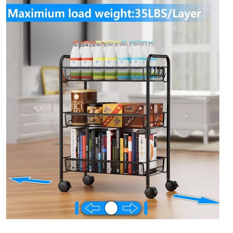 3 Tier Storage Rack Kitchen Bathroom Rotating Serving Bath Trolley Cart Shelf 2