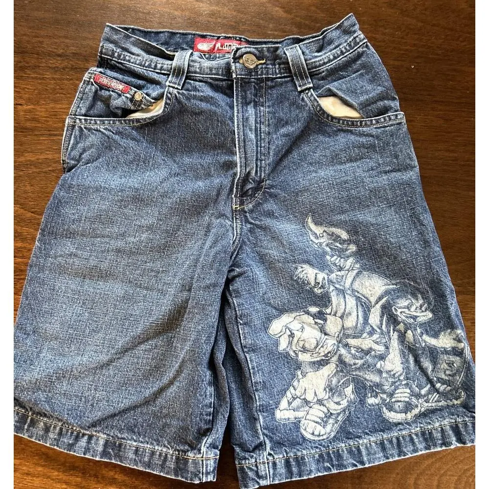 Summer Woman Demin Shorts Vintage Graphic Jean Shorts Youth Skater Retro Jeans Y2k Jeans Baggy Jorts Korean Female Americana Womenswear Bottom Check Light Denim Comfort