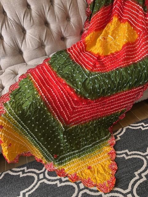Multicoloured BANO print dupatta chunni scarf fancy. Available in 3 designs. Crushed Silk touch material. Approx L235cmxW90cm 3