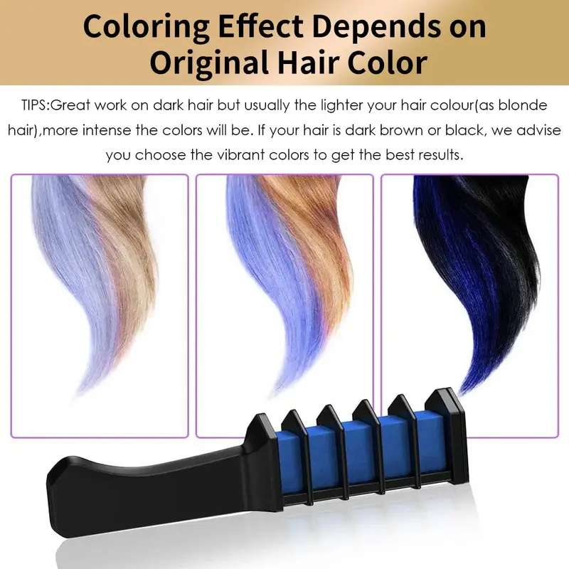10 Pieces Non Permanent Temporary High Quality Colour , Non Toxic & Wet or Dry Hairs Temporary Hair Chalk, Washable Color Hair Comb, Rainbow Hair Dye Chalk Comb for Birthday, Masquerade, Cosplay DIY Decorate Best Gift For Kids Girls, Boys & Adults 7