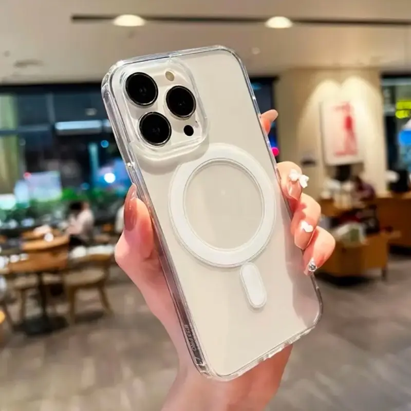 Transparent Magnetic Phone Case for Apple iPhone 15 Pro Max - High-Definition Clarity & Screen Protector Compatibility - Cellphone Protection Cover Shockproof Smartphone 4