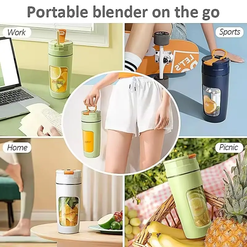 ZiaWorld 600ml Portable Juicer Blender for Juice, Milkshake, Smoothies, Protein Shakes, Portable Cordless Mini Travel Mixer, Rechargeable, Lid & Sip Spout, Blend Ice & Frozen Fruit (BPA Free, White) 8