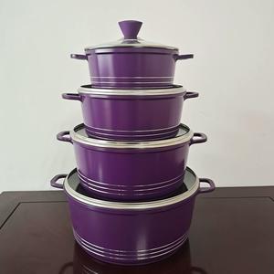 Laria Die Cast Stockpot Set Aluminium 4Pcs Non Stick Coating Cooking Pot purple