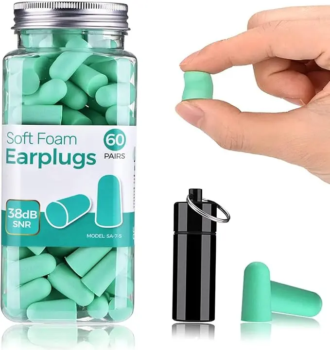 Ultra Soft Foam Earplugs for Sleeping, Studying, Traveling, Motorcycling, and More - 60 Pairs, Mint Green 0